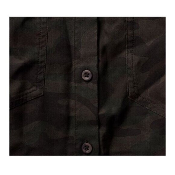 Side Stitch Button Front Tunic With Roll Tab Sleeve Camo Print Size S A381343 - Picture 3 of 13